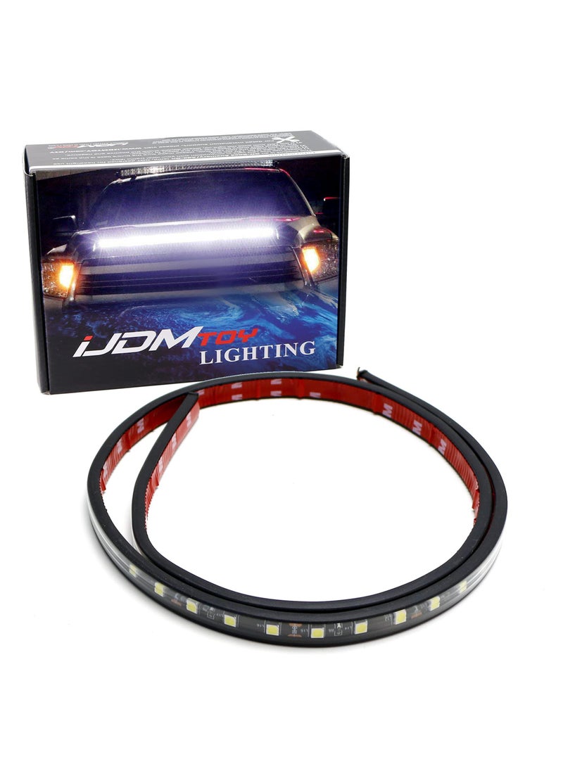 iJDMTOY iJDMTOY Xenon White 63-SMD LED Hood Bulge Accent Lighting Strip Compatible with 2014-2021 Toyota Tundra  - Image 1