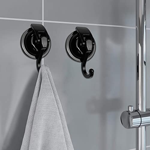 YSSILADI Heavy Duty Vacuum Suction Shower Hooks - Glass Suction Cup Bathroom Robe Hooks, Reusable, No Hole Punched, for Garland Decoration (Black, 6 Pack) - Image 2