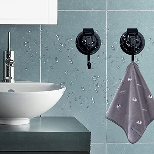 YSSILADI Heavy Duty Vacuum Suction Shower Hooks - Glass Suction Cup Bathroom Robe Hooks, Reusable, No Hole Punched, for Garland Decoration (Black, 6 Pack) - Image 3