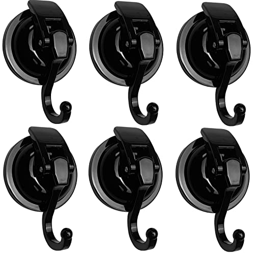 YSSILADI Heavy Duty Vacuum Suction Shower Hooks - Glass Suction Cup Bathroom Robe Hooks, Reusable, No Hole Punched, for Garland Decoration (Black, 6 Pack) - Image 1