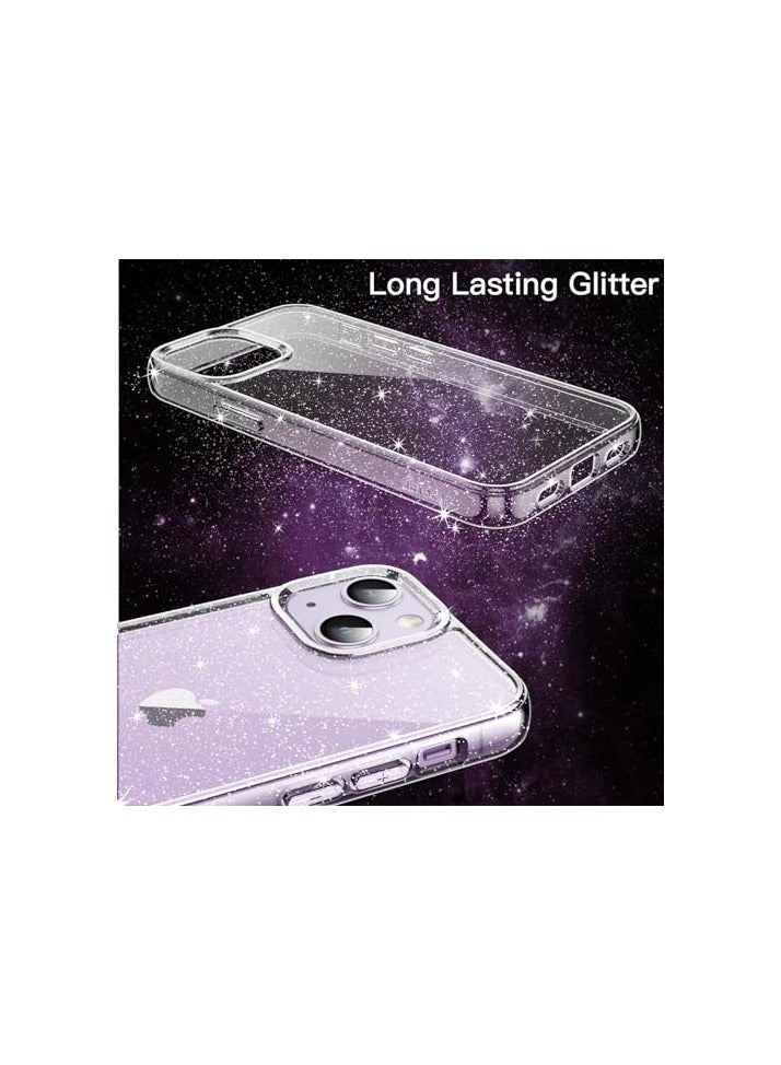 جي تيك حافظة JETech اللامعة لهاتف iPhone 14 Plus مقاس 6.7 بوصة، غطاء ممتص للصدمات للهاتف بلينغ سباركل، لطيف لامع للنساء والفتيات (شفاف) - Image 4