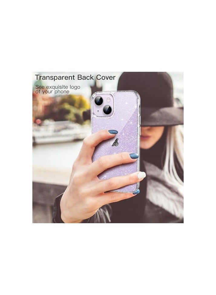 جي تيك حافظة JETech اللامعة لهاتف iPhone 14 Plus مقاس 6.7 بوصة، غطاء ممتص للصدمات للهاتف بلينغ سباركل، لطيف لامع للنساء والفتيات (شفاف) - Image 5