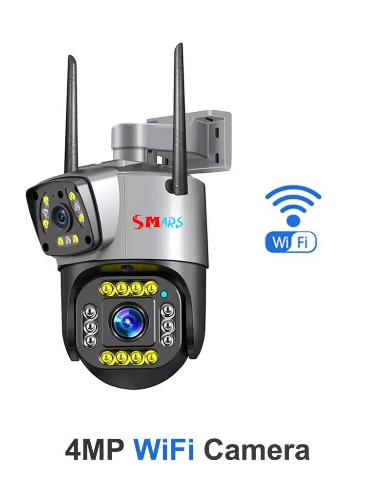 smars Dual Lens 4+4 MP WiFi IP PTZ Camera | Outdoor Wireless CCTV Security Camera | Audio and Video Monitoring | Colour Night Vision | PIR Motion Sensor | 360° PTZ Control | IP66 Waterproof - Image 2