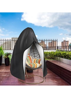 GUDOO Patio Hanging Chair Cover Outdoor Egg Chair Cover Durable Waterproof Swing Chair Dust Cover Garden Hanging Chair Cover, Patio Chair Dust Waterproof UV Protector Swing Chair Cover With Zipper Black, S Size 115 x 190cm  - Image 1