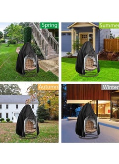 GUDOO Patio Hanging Chair Cover Outdoor Egg Chair Cover Durable Waterproof Swing Chair Dust Cover Garden Hanging Chair Cover, Patio Chair Dust Waterproof UV Protector Swing Chair Cover With Zipper Black, S Size 115 x 190cm  - Image 4