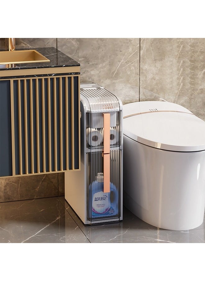 NKX 2 Tier Bathroom Storage Cabinet and Drawer with Toilet Paper Holder  - Image 1