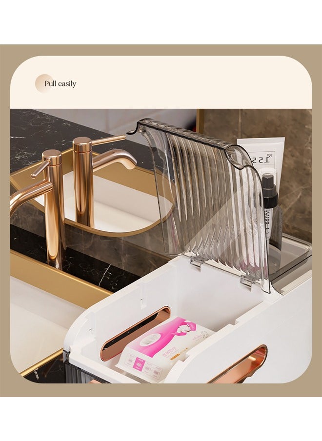 NKX 2 Tier Bathroom Storage Cabinet and Drawer with Toilet Paper Holder  - Image 5