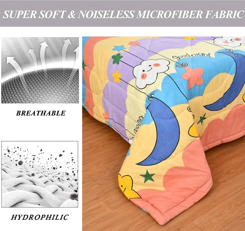 FRESH FROM LOOM Summer Collection Microfiber TC - 144 Single Bed Kids Bed Blanket | Cartoon Printed Dohar for Kids Boy & Girls |Children Comforters | Summer Blanket (60x90 in | Gud Night Multi Color) - Image 3