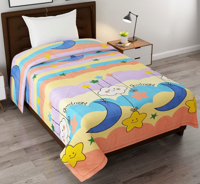 FRESH FROM LOOM Summer Collection Microfiber TC - 144 Single Bed Kids Bed Blanket | Cartoon Printed Dohar for Kids Boy & Girls |Children Comforters | Summer Blanket (60x90 in | Gud Night Multi Color) - Image 1
