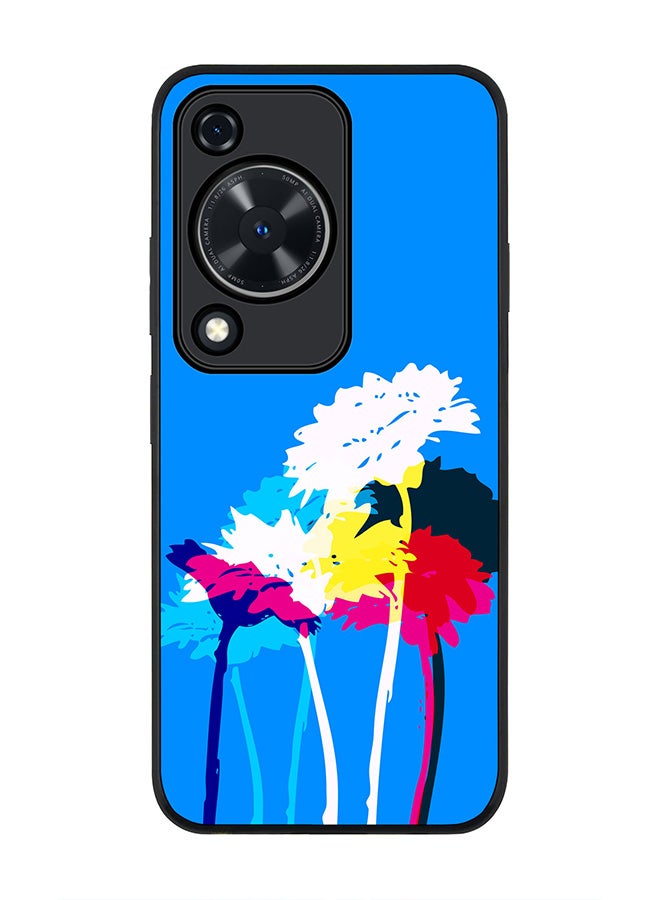 Stylizedd Rugged Black edge case for Huawei nova Y72 / Huawei Enjoy 70 4G, Slim fit Case Flexible Anti Drop TPU Gel Thin Cover - Bleeding Flowers (Blue) - Image 1