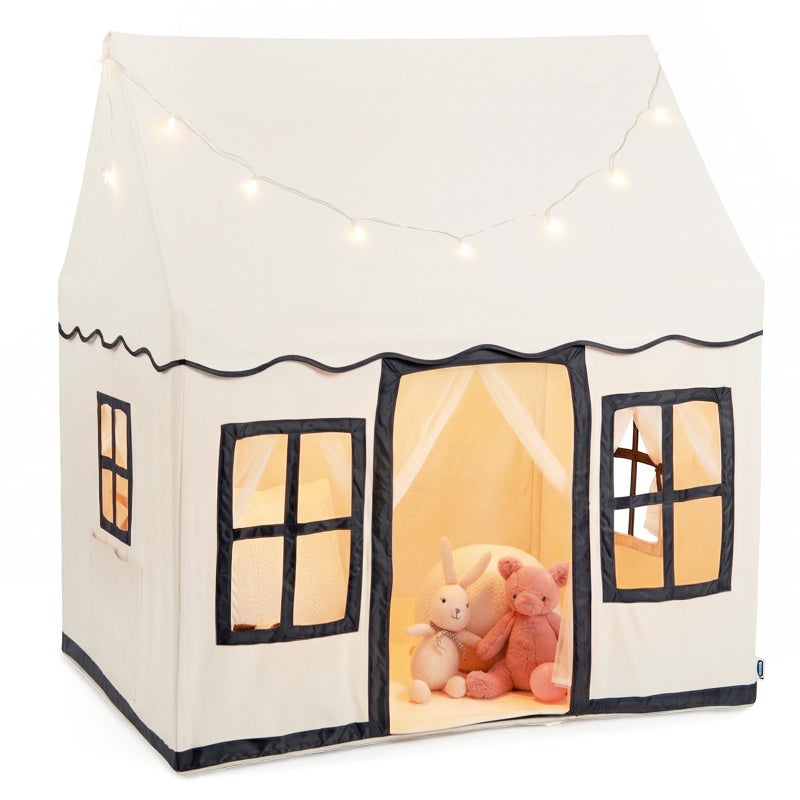 INFANS Kids Play Tent with Washable Mat Star Light Windows AntiTrip Large Playhouse Toys for Children Boys Girls Indoor Outdoor Princess Tents Castle for Toddlers Black - Image 3