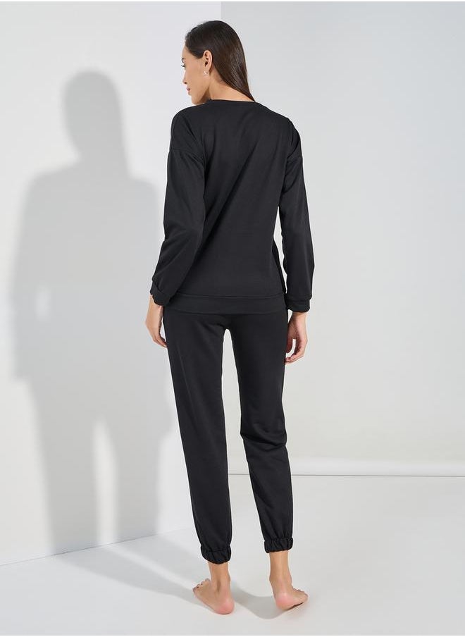 Styli - Official Slogan Long Sleeves Top & Joggers Lounge Set - Image 1