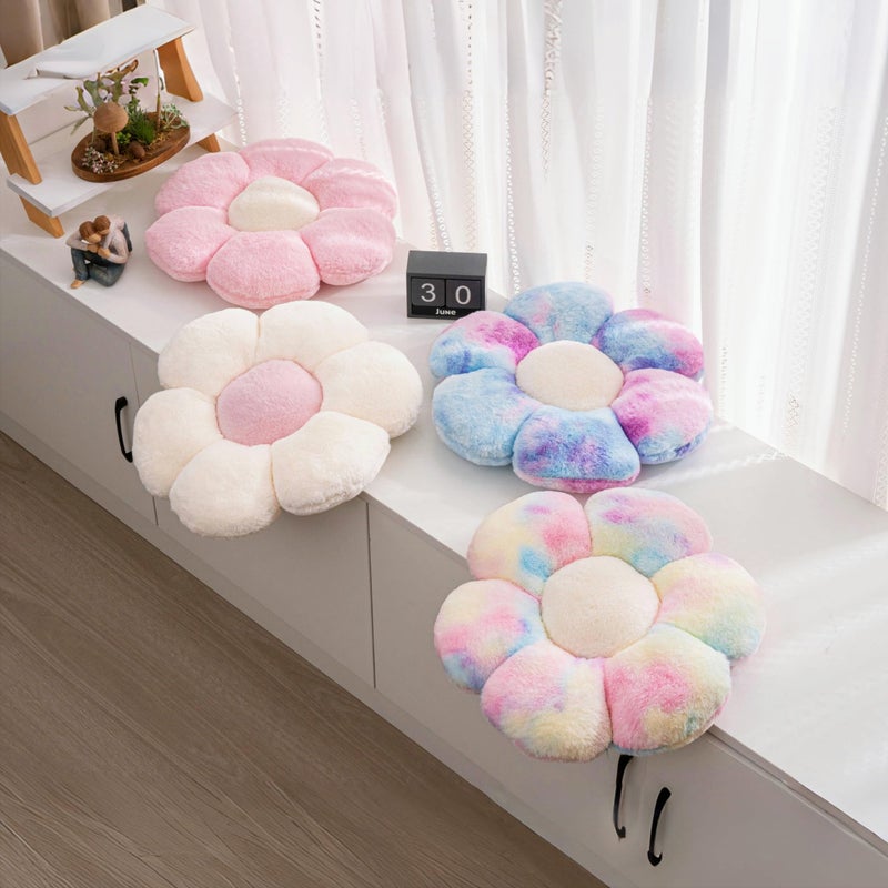 JZNEXD 2 Pcs Pink White Throw Pillows Cute Flower Pillow Daisy Flower Shaped Floor Cushions Set, Preppy Decorative Throw Pillows for Girls Bed Bedroom Couch Decor (White & Pink, 15 INCH) - Image 3