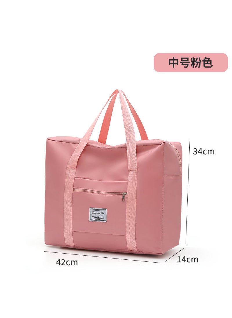 Generic Large Capacity Travel Bag Luggage Cover Handbag Portable for Business Trips Clothing And Blanket Storage Bag Carry-On Suitcase Pink medium size 42*34*14 