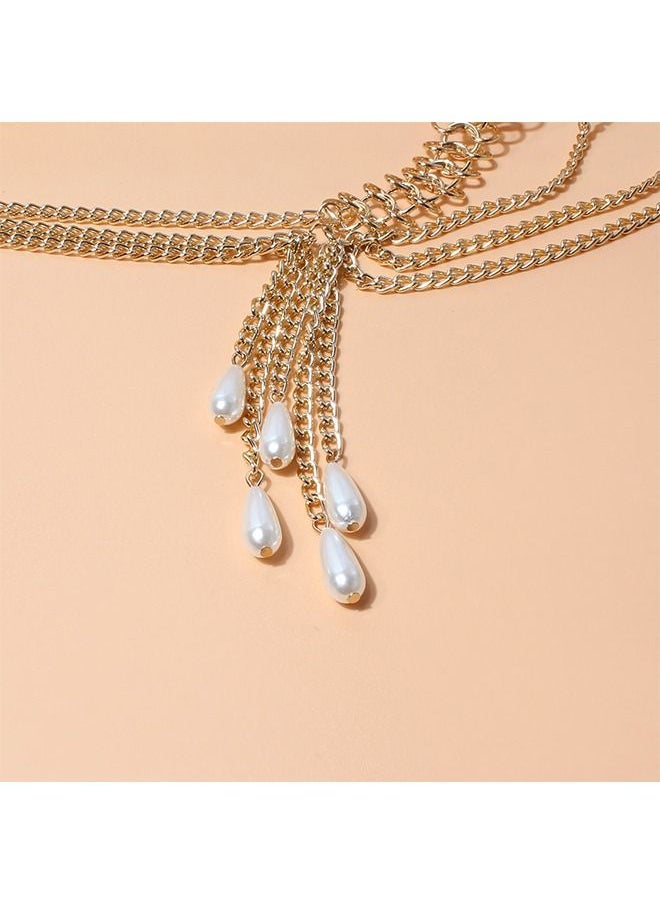 Generic - Women's Metal Pearl Multilayer Adjustable Waist Chain - Image 1