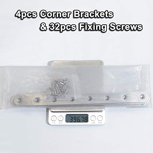 Boeray 4 pcs 245mm / 9.7" Length 8 Hole Stainless Steel Straight Corner Brackets Flat Fixing Mending Brace Plates with Fixing Screws - Image 4