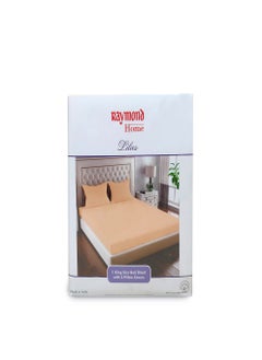 Raymond Raymond Home King Flat Sheet Bedsheet 144 Thread Count Luxurious Mercerized 100% Long Staple Cotton Bedding Solid Pre Shrunk Percale Finish Bed Linen with 2 Pillow Case - Peach (274 * 274 CM)  - Image 5