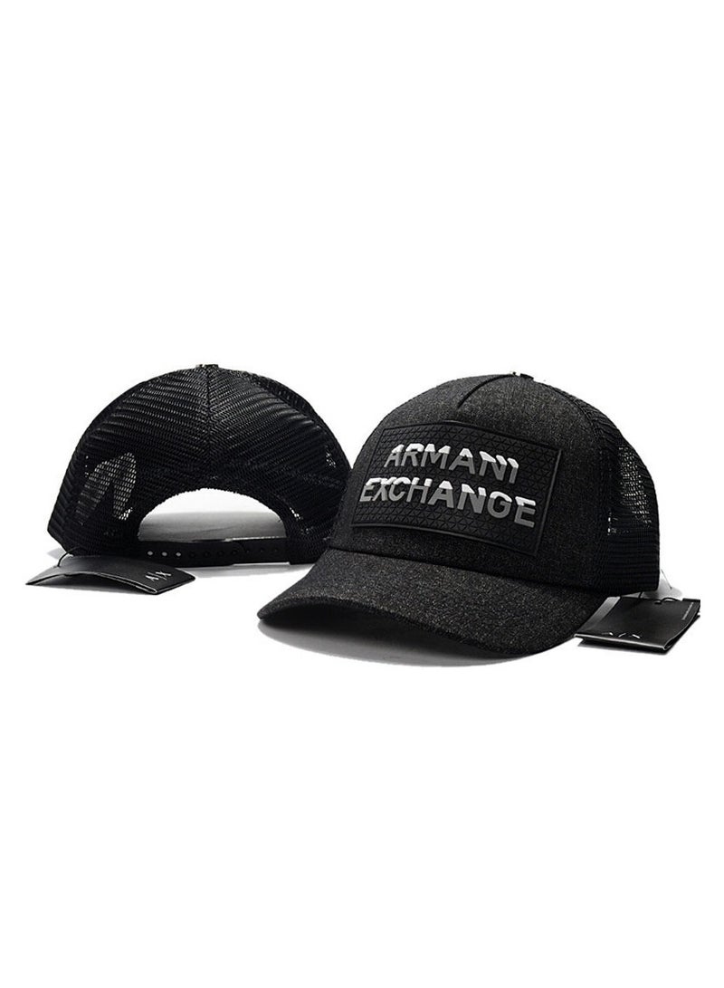 Armani Exchange Black Trucker Cap with Brand Patch
