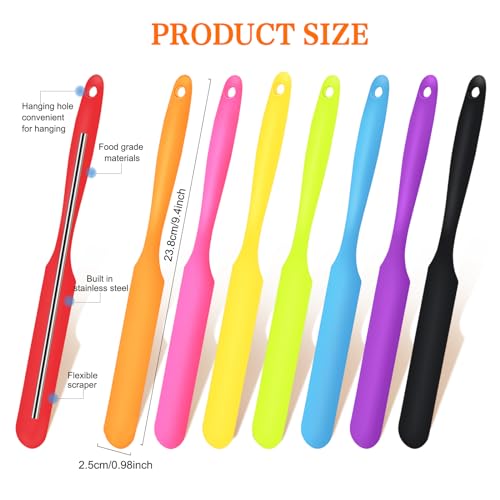 VZZNN 8pcs Jar SpatulaSilicone Jar Scraper with Long HandleJam Spreader Cake Cream Butter Spatulas Kitchen Must Have Small Silicone Spatula Jar Blender Waxing Sticks Large with Slant for Hard Wax - Image 3