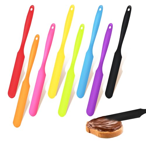 VZZNN 8pcs Jar SpatulaSilicone Jar Scraper with Long HandleJam Spreader Cake Cream Butter Spatulas Kitchen Must Have Small Silicone Spatula Jar Blender Waxing Sticks Large with Slant for Hard Wax - Image 1