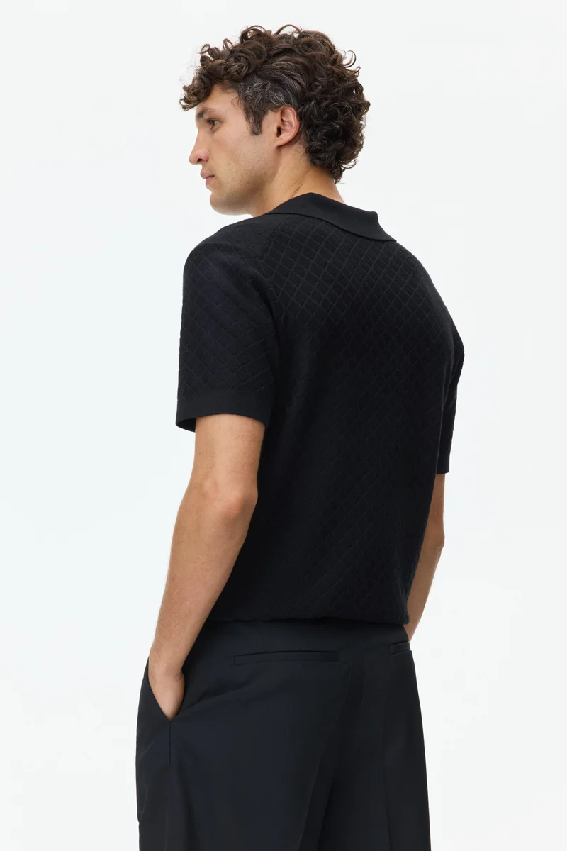 H&M  Slim Fit Textured-knit polo shirt for Men | Best Price UAE