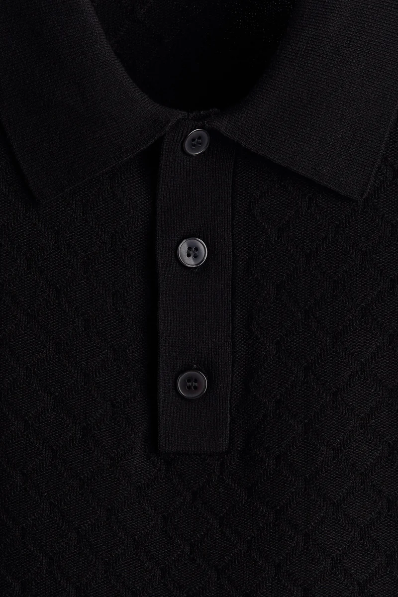 H&M  Slim Fit Textured-knit polo shirt for Men | Best Price UAE