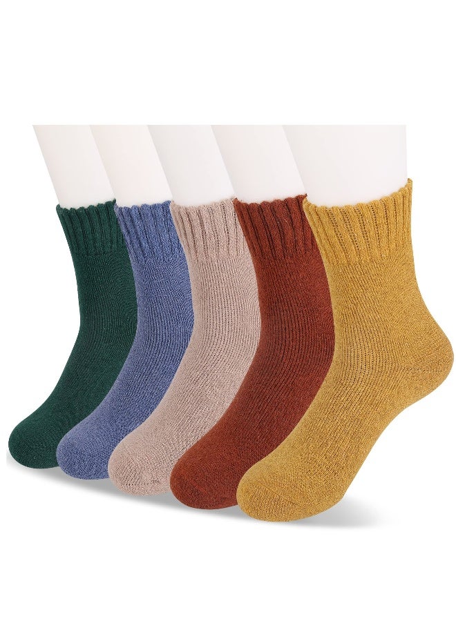 5 Pairs Womens Wool Socks Sie 5-9 Warm Socks for Women Cold Winter Bright and Lovely Colors - Image 1