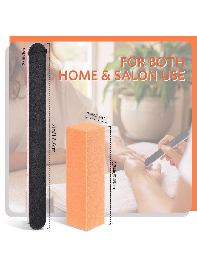 12PCS Nail Files and Buffers, Professional Manicure Tools Kit Rectangular Art Care Buffer Block Tools 100 180 Grit (Black) - Image 2