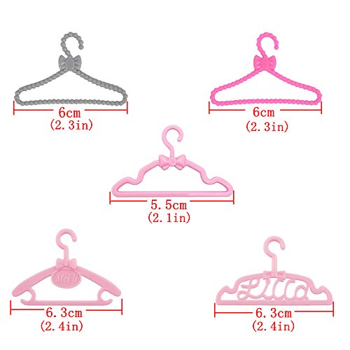 E-TING 60 Pcs Mini Doll Clothes Hangers - Plastic Mixed Little Hangers for 11.5 inch Doll Clothes Gown Dress Outfit - Image 2
