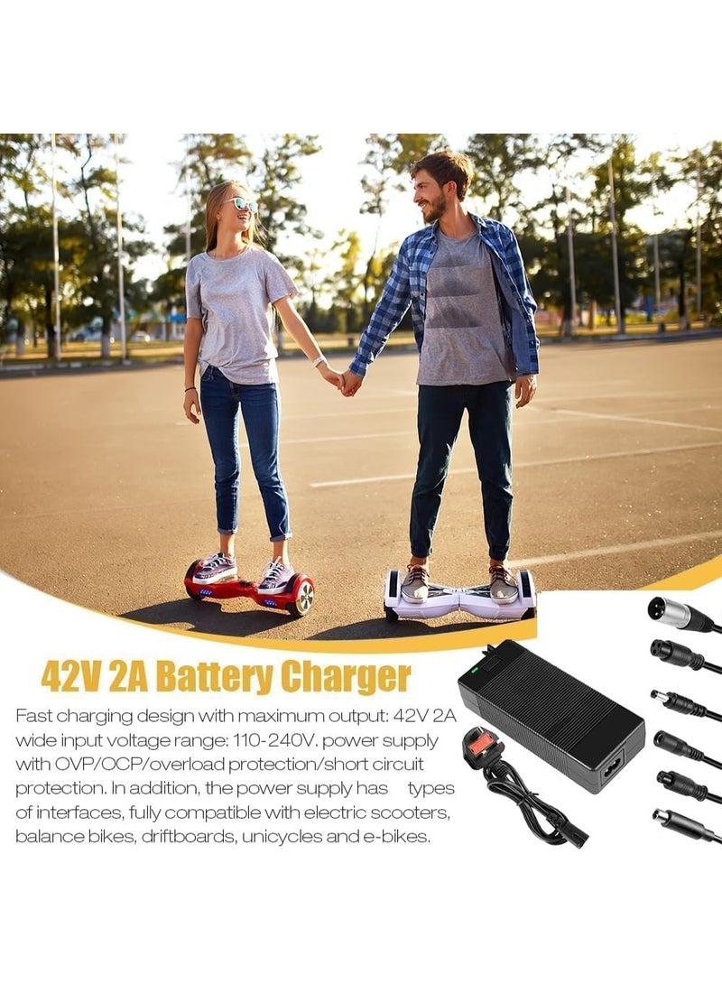 KOWVOWZ Electric Scooter Charger,42V 2A Universal Chargers,Electric Bike Charger with 6-Connectors,Fast Battery Charger for 36V Li-ion Battery Electrify E-Bike Battery M365 - Image 4