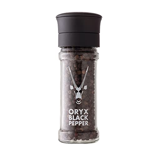 Oryx Desert Salt Oryx Black Pepper Grinder - 1.26oz - Manual Refillable Grinder with Premium Whole Black Peppercorns from Madagascar - Perfect for Home Cooking & Gourmet Meals - refillable reusable +20x grinder head - Image 1