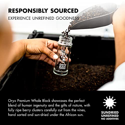 Oryx Desert Salt Oryx Black Pepper Grinder - 1.26oz - Manual Refillable Grinder with Premium Whole Black Peppercorns from Madagascar - Perfect for Home Cooking & Gourmet Meals - refillable reusable +20x grinder head - Image 4