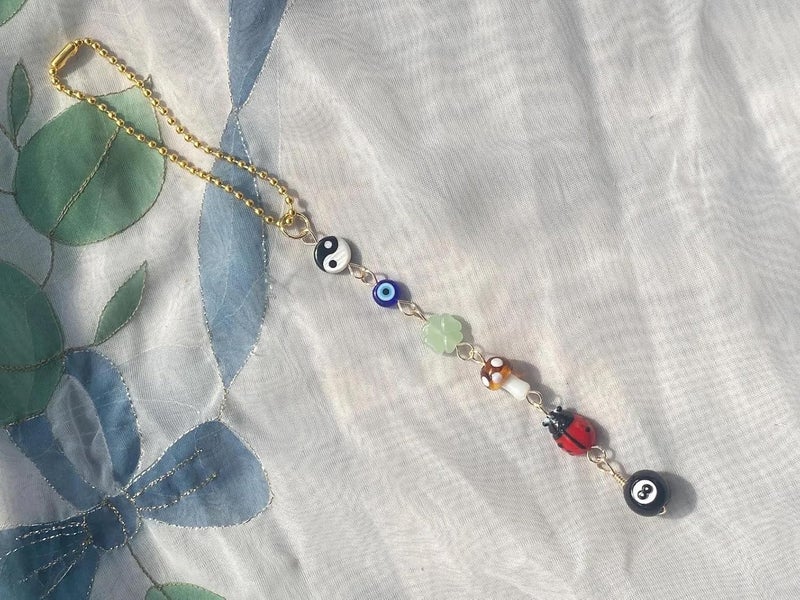 SWIUKPHE Car Hanging, Ornament Good Lucky Days Car Charm Clover Pendant Cute Lanyards Beaded Accessories for Car Rear View Mirror Window Home Door Frame  Balcony - Image 5