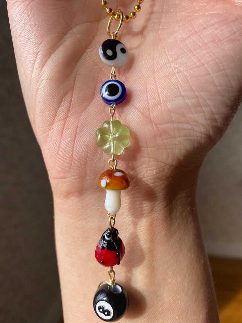 SWIUKPHE Car Hanging, Ornament Good Lucky Days Car Charm Clover Pendant Cute Lanyards Beaded Accessories for Car Rear View Mirror Window Home Door Frame  Balcony - Image 2