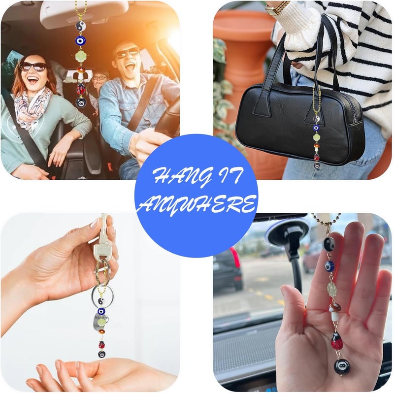 SWIUKPHE Car Hanging, Ornament Good Lucky Days Car Charm Clover Pendant Cute Lanyards Beaded Accessories for Car Rear View Mirror Window Home Door Frame  Balcony - Image 3