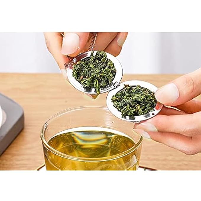 غنافوتو مصفاة شاي، مصفاة شاي شبكية من الفولاذ المقاوم للصدأ، مصفاة شاي مع سلسلة، فلتر شاي من الفولاذ المقاوم للصدأ 304 للشاي السائب والتوابل، عبوة من قطعتين من الفولاذ المقاوم للصدأ - Image 4