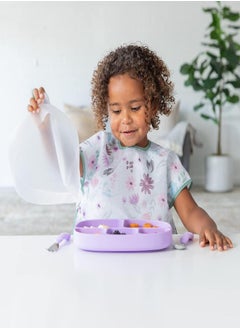 BUMKiNs Bumkins Toddler and Baby Suction Plate, Microwave Plate, Silicone Divided Plate, Grip Dish with Lid, Tray for Big Kids, Platinum Silicone or Babies 6 Months  - Image 2