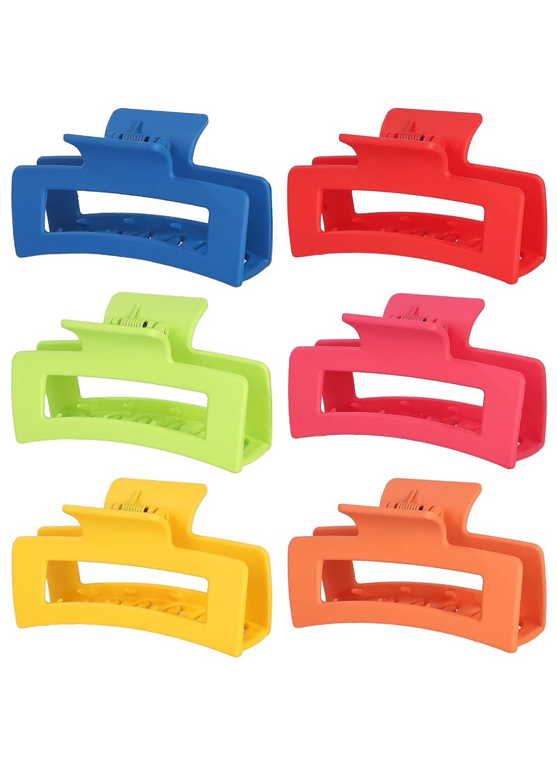 Sisiaipu 35 Inch Medium Hair Claw Clips 6 Pack Hair Clips for Women Square Claw Clips Rectangle Clips for Hair Banana Jaw Clips Hair Accessories for Girls Dopamine 