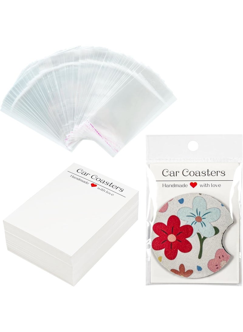 SYOSI Car Coaster Packaging, Sublimation Display Cards with Opp Bags, Durable Paperboard for Heat Press Accessories, 100Pcs Set 10x7.2cm, Ideal for DIY Sellers and Small Business Use - Image 1