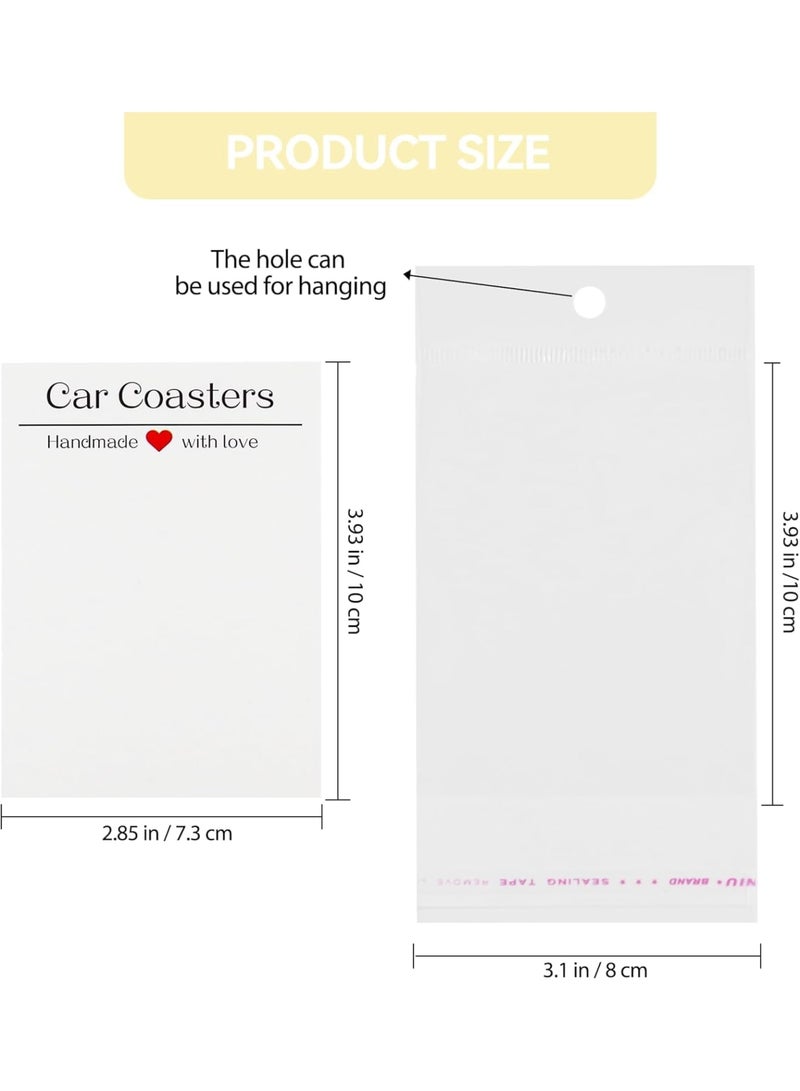 SYOSI Car Coaster Packaging, Sublimation Display Cards with Opp Bags, Durable Paperboard for Heat Press Accessories, 100Pcs Set 10x7.2cm, Ideal for DIY Sellers and Small Business Use - Image 3