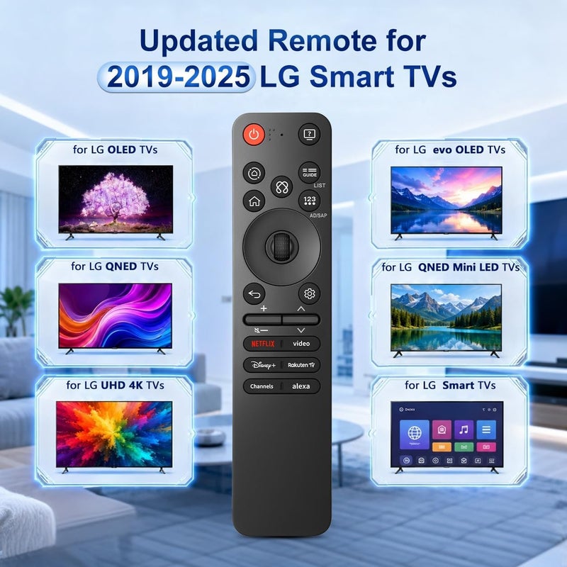 جهاز التحكم عن بعد MR25GA لتلفزيون LG بديل للجهاز الأصلي للتحكم السحري عن بعد لتلفزيون LG الذكي مع التحكم الصوتي بالذكاء الاصطناعي والمؤشر. - Image 3