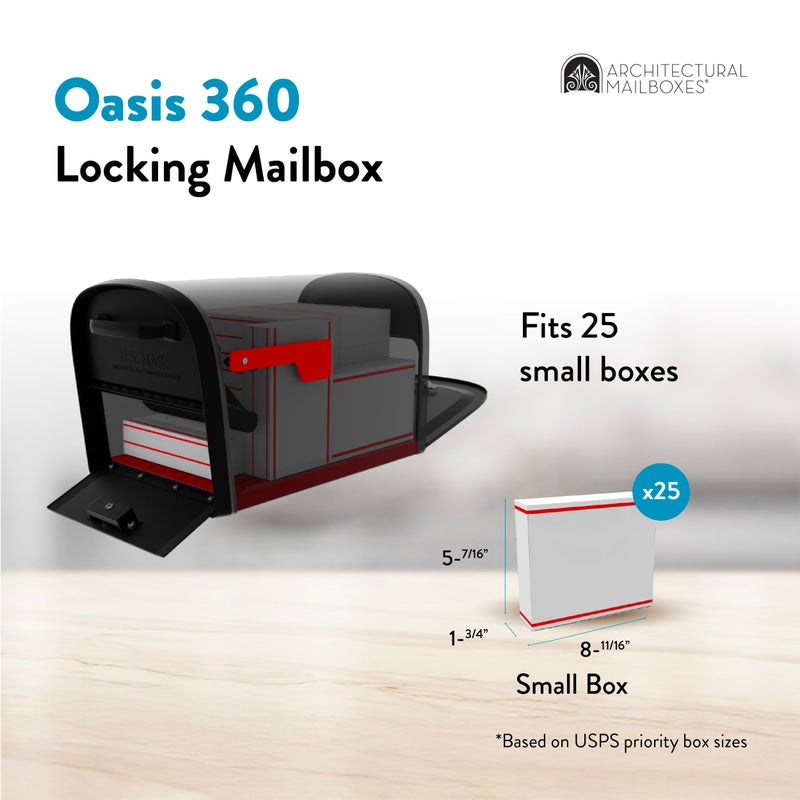 Architectural Mailboxes 6300B-10 Oasis 360 Locking Parcel Mailbox, Extra Large, Black, 6300B-10 - Image 3