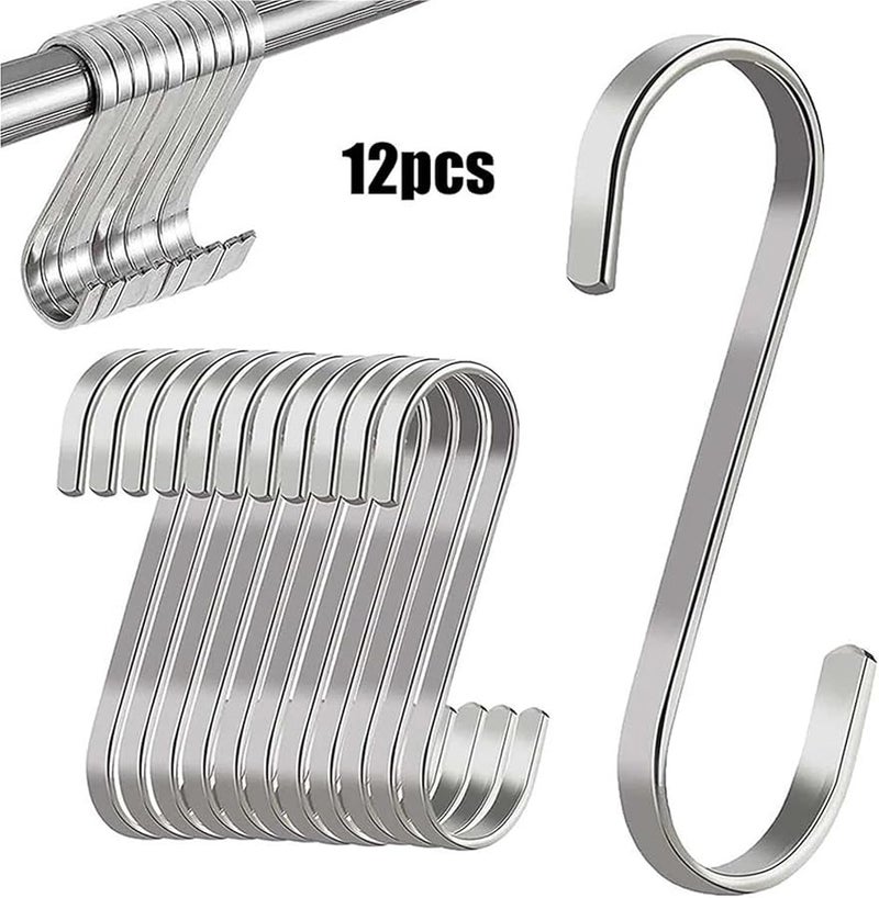 12pcs Stainless Steel S Hooks For Hanging Garden Plants Clothes Towels Kitchen Organization - Image 4