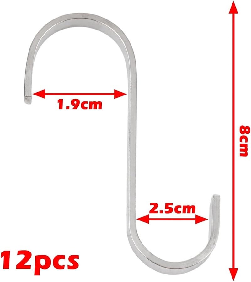 12pcs Stainless Steel S Hooks For Hanging Garden Plants Clothes Towels Kitchen Organization - Image 3