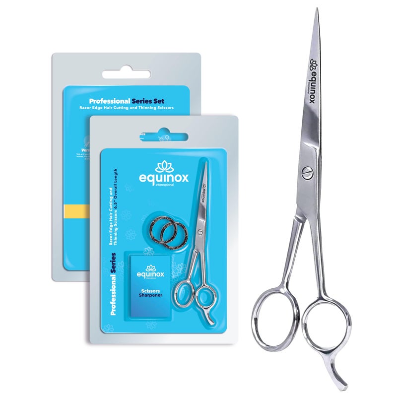Equinox International Equinox 6.5" Professional Hair Cutting Scissors for Men & Women - Ice Tempered, Silver - Hair Cutting Shear Professional - Barber Scissor Professional - Shears for Hair Cutting - Haircut Scissors - Image 1