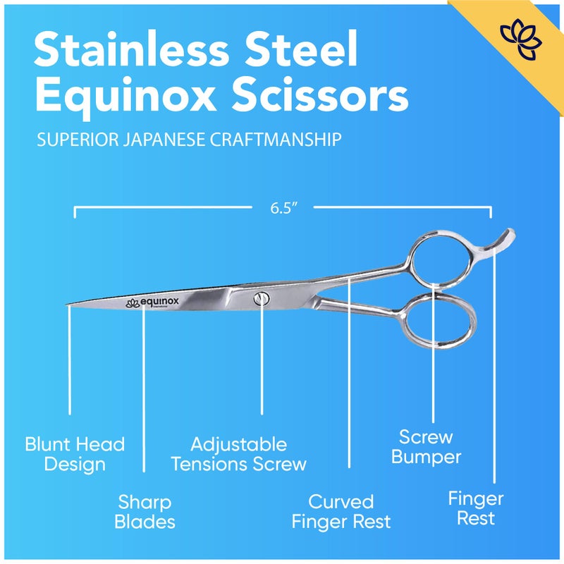 Equinox International Equinox 6.5" Professional Hair Cutting Scissors for Men & Women - Ice Tempered, Silver - Hair Cutting Shear Professional - Barber Scissor Professional - Shears for Hair Cutting - Haircut Scissors - Image 2