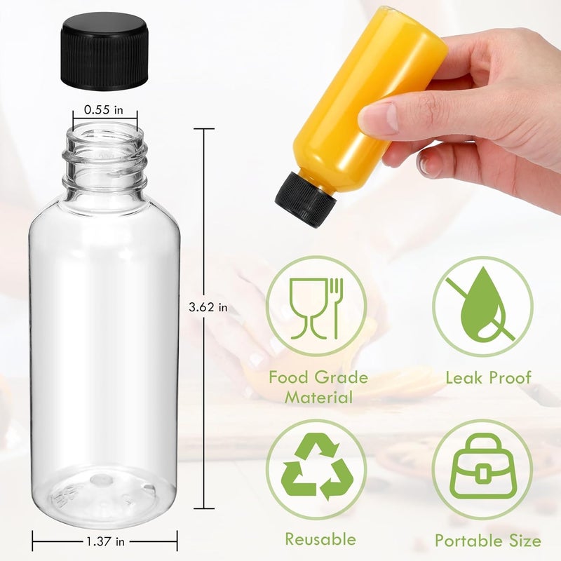 Revahope Shot Bottles with Caps 2 oz, 16 Pack Mini Reusable Plastic Ginger Shots Bottle Leakproof Juice Shot Bottles with Lids for Juice, Oil and Liquid Samples - Image 3
