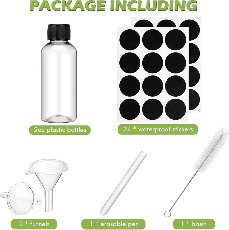 Revahope Shot Bottles with Caps 2 oz, 16 Pack Mini Reusable Plastic Ginger Shots Bottle Leakproof Juice Shot Bottles with Lids for Juice, Oil and Liquid Samples - Image 2