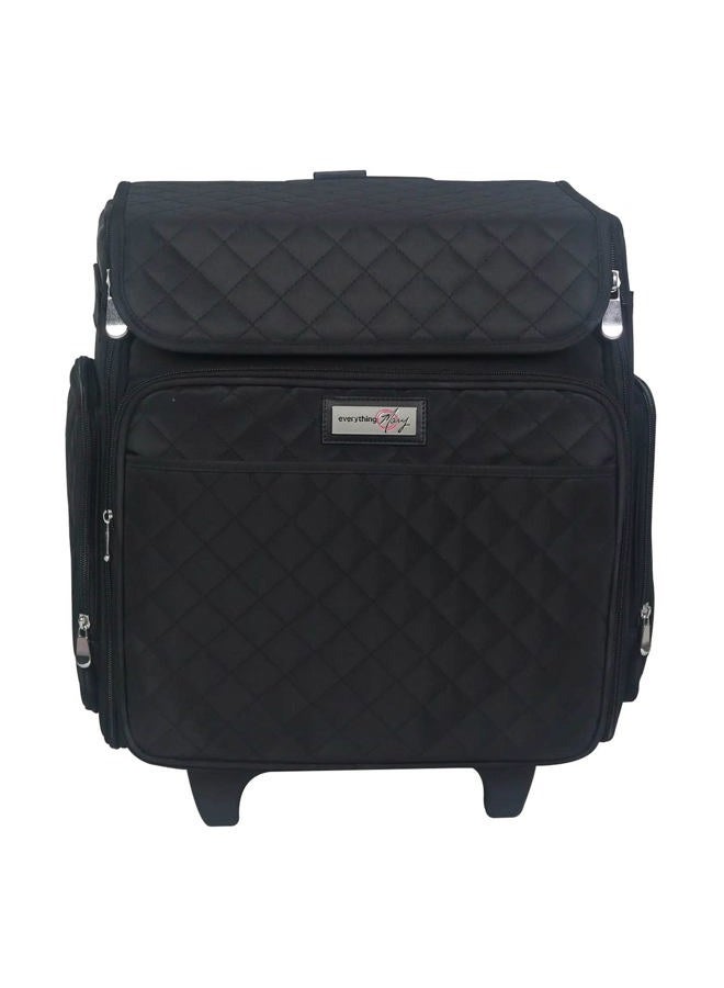 everything Mary Rolling Craft Bag, Black Quilted - Papercraft Tote with Wheels for Scrapbook & Art Storage - Organizer Case for IRIS Boxes, Supplies, and Accessories - for Teachers & Medical - Image 2