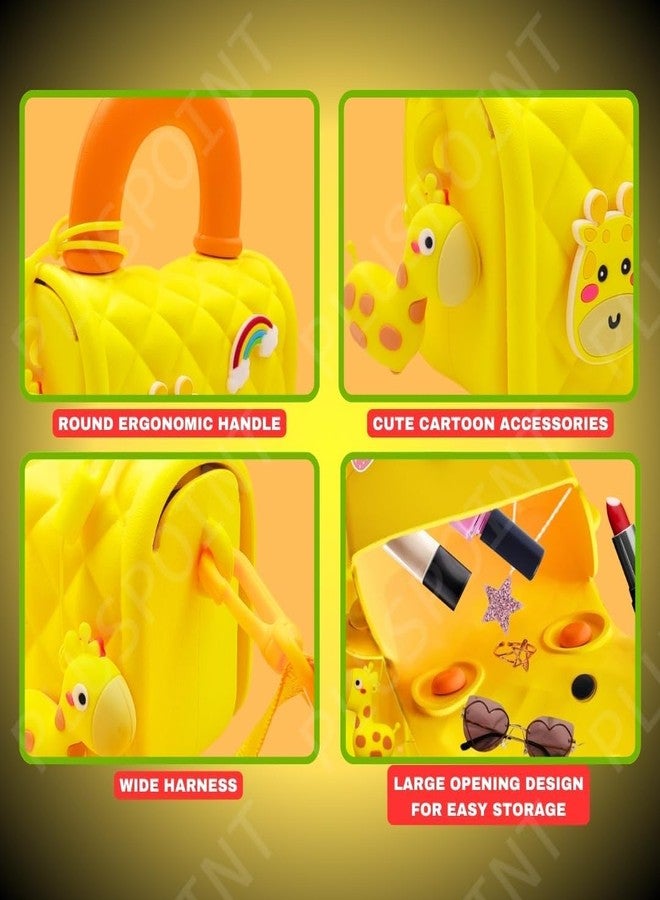 Onecado Silicone Side Sling Bag for Kids, Water-Resistant Mini Travel EVA Bag with Cute 3D Cartoon Badges for Toddlers, Stylish Lightweight Mini Hand Bag Best Gift for Girls (YELLOW) - Image 5